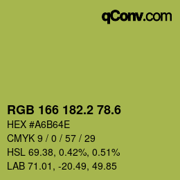 カラーコード: RGB 166 182.2 78.6 | qconv.com