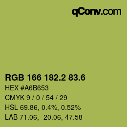 カラーコード: RGB 166 182.2 83.6 | qconv.com