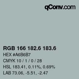カラーコード: RGB 166 182.6 183.6 | qconv.com