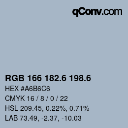 カラーコード: RGB 166 182.6 198.6 | qconv.com