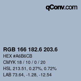 カラーコード: RGB 166 182.6 203.6 | qconv.com