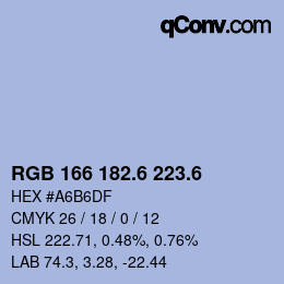 カラーコード: RGB 166 182.6 223.6 | qconv.com