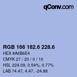 カラーコード: RGB 166 182.6 228.6 | qconv.com