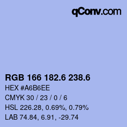 カラーコード: RGB 166 182.6 238.6 | qconv.com