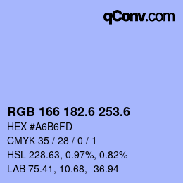 カラーコード: RGB 166 182.6 253.6 | qconv.com