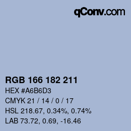 Farbcode: RGB 166 182 211 | qconv.com