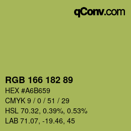 颜色代码: RGB 166 182 89 | qconv.com