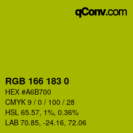 Color code: RGB 166 183 0 | qconv.com