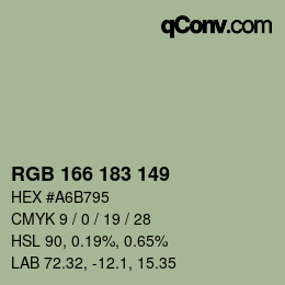 Farbcode: RGB 166 183 149 | qconv.com