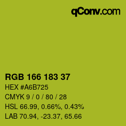 Color code: RGB 166 183 37 | qconv.com