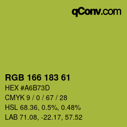 Color code: RGB 166 183 61 | qconv.com