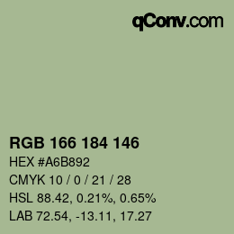 カラーコード: RGB 166 184 146 | qconv.com