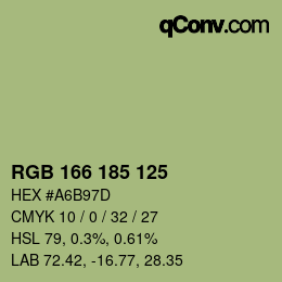 Color code: RGB 166 185 125 | qconv.com