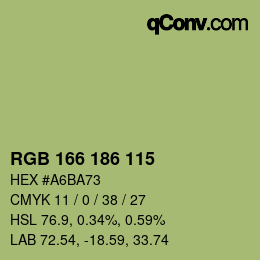 Código de color: RGB 166 186 115 | qconv.com
