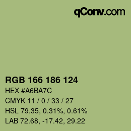 Color code: RGB 166 186 124 | qconv.com