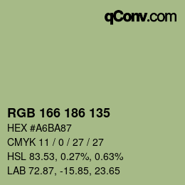 Color code: RGB 166 186 135 | qconv.com