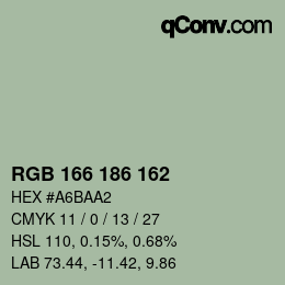 Color code: RGB 166 186 162 | qconv.com