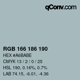 Color code: RGB 166 186 190 | qconv.com