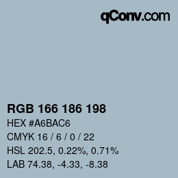 Color code: RGB 166 186 198 | qconv.com