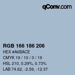 Código de color: RGB 166 186 206 | qconv.com
