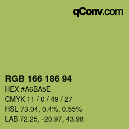 Color code: RGB 166 186 94 | qconv.com