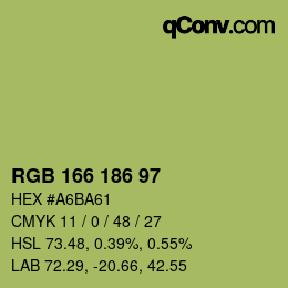 Color code: RGB 166 186 97 | qconv.com