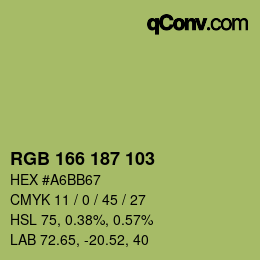 Farbcode: RGB 166 187 103 | qconv.com