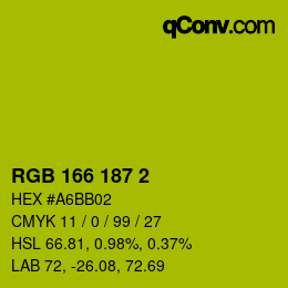 Color code: RGB 166 187 2 | qconv.com