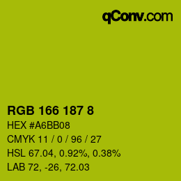 カラーコード: RGB 166 187 8 | qconv.com
