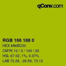 Color code: RGB 166 188 0 | qconv.com