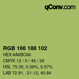 Color code: RGB 166 188 102 | qconv.com