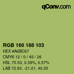 Color code: RGB 166 188 103 | qconv.com