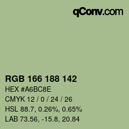 Color code: RGB 166 188 142 | qconv.com