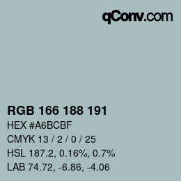 颜色代码: RGB 166 188 191 | qconv.com