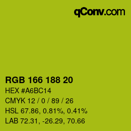 カラーコード: RGB 166 188 20 | qconv.com