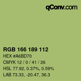 Código de color: RGB 166 189 112 | qconv.com