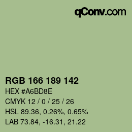 Color code: RGB 166 189 142 | qconv.com