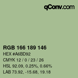 カラーコード: RGB 166 189 146 | qconv.com