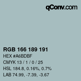Color code: RGB 166 189 191 | qconv.com