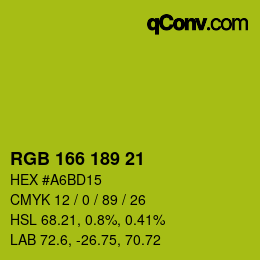 Color code: RGB 166 189 21 | qconv.com