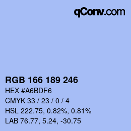 Color code: RGB 166 189 246 | qconv.com