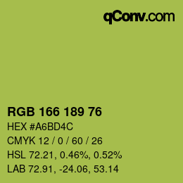 Color code: RGB 166 189 76 | qconv.com