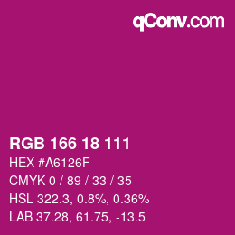 カラーコード: RGB 166 18 111 | qconv.com