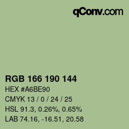 Farbcode: RGB 166 190 144 | qconv.com