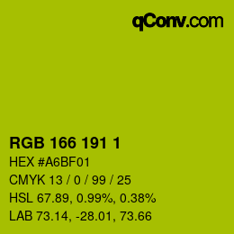 Color code: RGB 166 191 1 | qconv.com