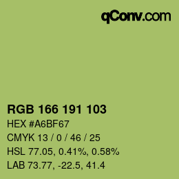 Color code: RGB 166 191 103 | qconv.com