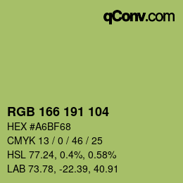 Color code: RGB 166 191 104 | qconv.com