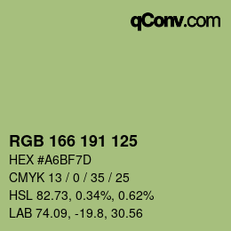 Color code: RGB 166 191 125 | qconv.com