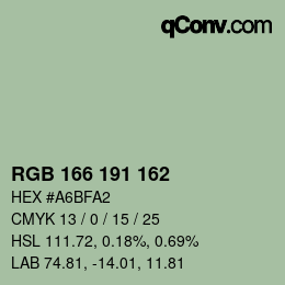 Color code: RGB 166 191 162 | qconv.com