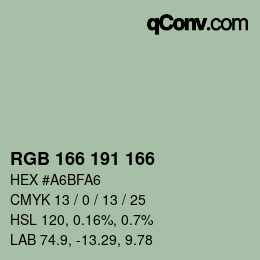 Color code: RGB 166 191 166 | qconv.com